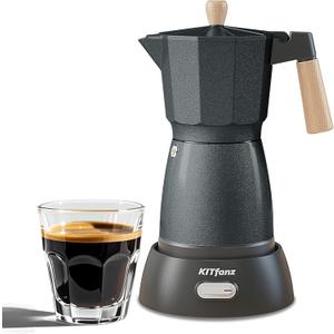 Electric Espresso Coffee Maker, Italian Coffee Pot, Electric Moka Pot, Cuban Coffee Maker, Portable Cafeteras Electricas Espresso Makers with Detachable Base 3 or 6 Cup (Grey)