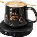 Coffee Mug Warmer, Best MOM Ever Mug with Coffee Warmer Set, Electric Coffee Cup Warmer for Desk 8H Auto Shut Off, Tea Beverage Warmer with 4 Temperature Setting, Women Mothers Day Birthday Mom Gifts