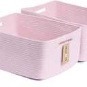 Large Storage Baskets for Shelves, Closet Organizers Bins for Clothes Blanket Towels, Baby Nursery, Toy Baskets Box, Woven Rope Baskets, 17 x 13 x 7.5, 2 Packs Light Pink