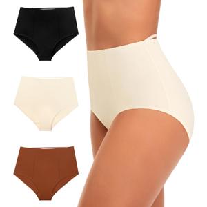 CULAYII High Waisted Underwear for Women Cotton No Muffin Top Full Coverage Briefs Soft Stretch Ladies Panties 5 Pack (X-Large)