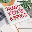 Romantic Gifts for Women Men Desk Decor Funny Hugs and Kisses Wood Sign for Home Living Room Bedroom Desk Shelf Table Decor 5 X 5 Inches Pack Of 6