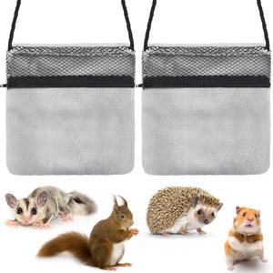 Sweetude 2 Pcs Sugar Glider Bonding Pouch Small Animal Outgoing Sleeping Bag Breathable Small Animal Carry Pouch with Shoulder Strap for Marmosets Squirrels Hamsters and Other Pets(Gray)