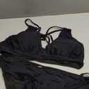 Women's Two Piece Bikini - Push Up Swimsuit Set V Neck Lace Up Bathing Suit 2025 Swimwear (Black, XXL)