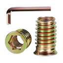 50 PCS 1/4-20 x 10mm Threaded Inserts for Wood Professional Threaded Insert Nuts for Furniture & Wooden Products, Hex Spanner Included