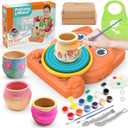 Aujazyble Pottery Wheel for Kids - Complete Pottery Painting Kit Art Supplies Arts and Crafts for Girls Boy Kids Toy, Birthday Halloween Christmas Gift for Kids Ages 6 7 8 9 10 11 12+, (Dog) (Orange)