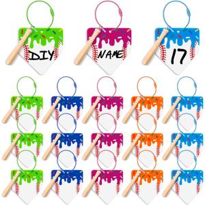 15 Set Ice Cream Baseball Keychain with Mini Bat, Team Gifts for Dripping Party Decor Bag Suitcase Tag