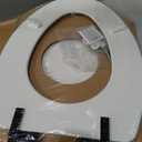 Mayfair Bennett Toilet Seat with Matte Black Hinges, Slow Close Wood Seat, Secure Metal Hinges, Easy Install, Made in USA, Elongated, White