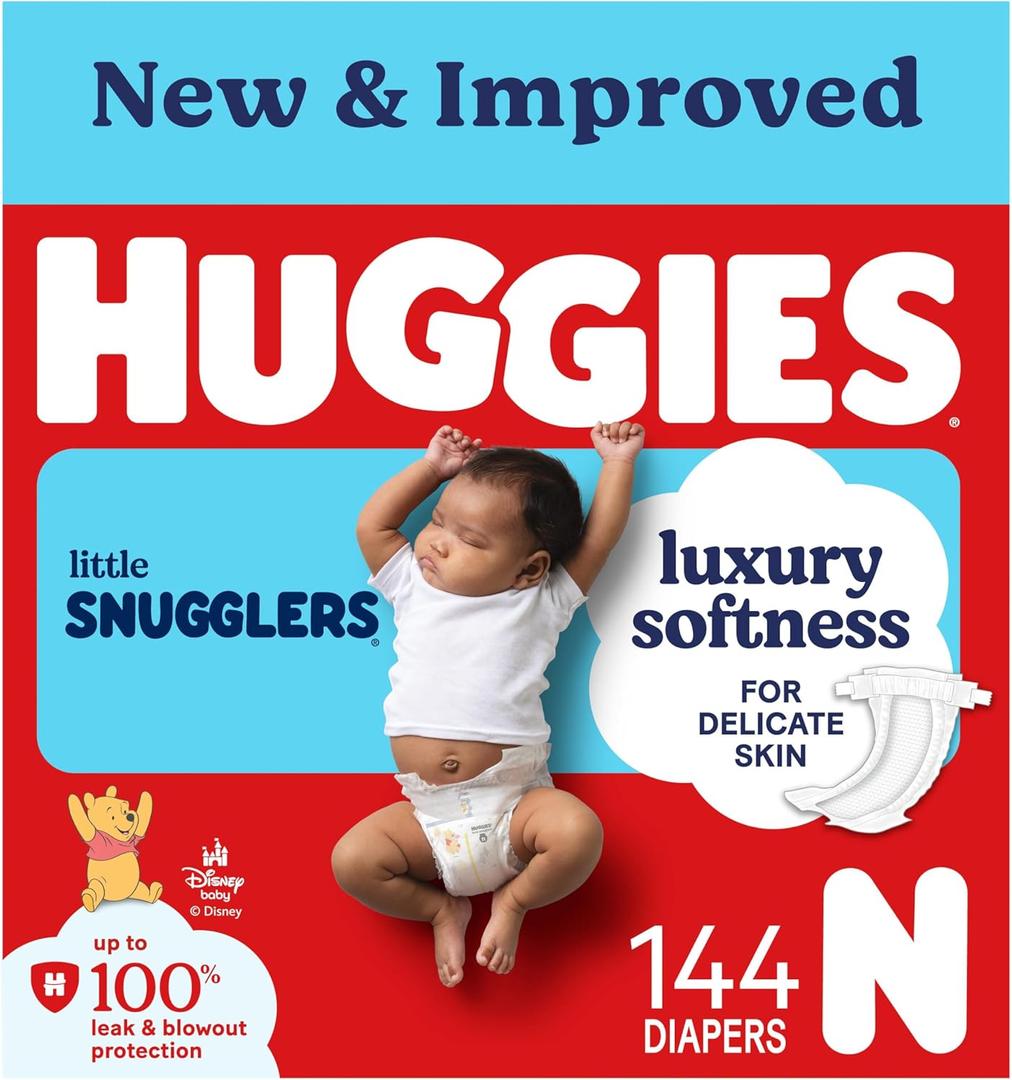 Huggies Size Newborn Diapers, Little Snugglers Baby Diapers, Size Newborn (up to 10 lbs), 144 Count, 