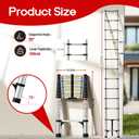 16.5 FT Telescoping Ladder, Aluminum Extension Ladder, 330 lbs Capacity with Triangular Stabilizers, Portable Collapsible Ladder for Roof, Home and RV; Silver