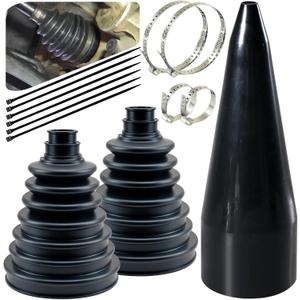 Upgrade 2PCS CV Boot,Thickened Neoprene Rubber Material with 4 Stainless Steel Clamps & 6 Cable Ties, CV Axle Boot Repair Kit for Protect Axle,Universal CV Joint Boot (2PCS+Expander)