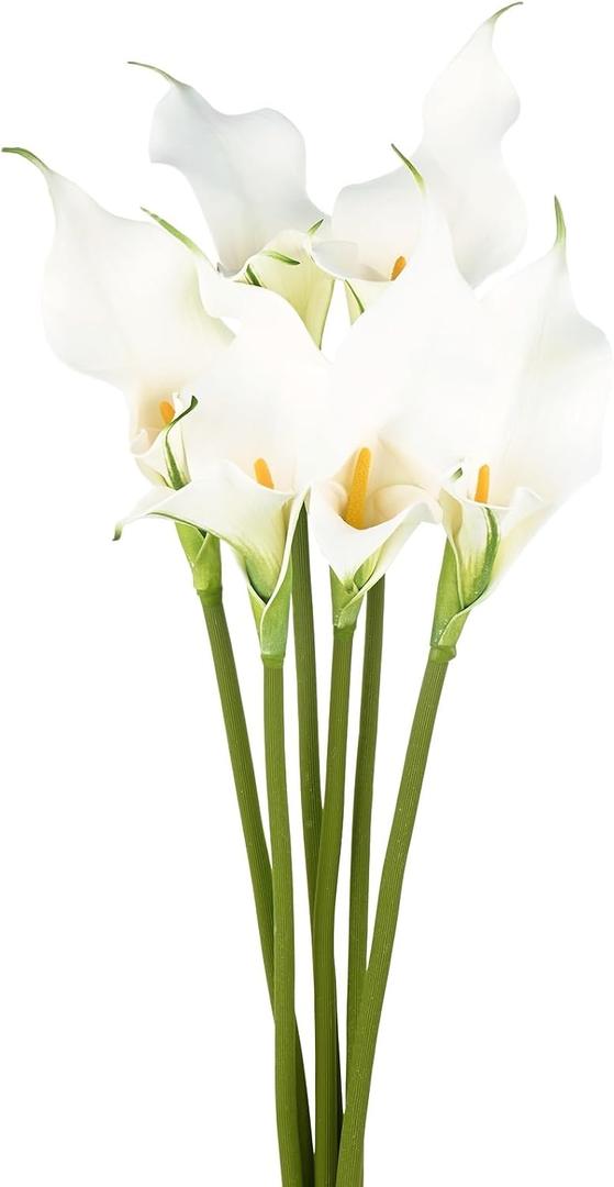 M METERXITY 6-Pack White Two-petaled Artificial Calla Lily Flowers,23 Inch Faux Two-petaled Artificial Calla Lily Silk Bouquets Real Touch Faux Flowers for Home/Wedding/Christmas/Party