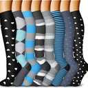 QUXIANG Copper Compression Socks for Women & Men Circulation (8 Pairs) - Best for Running Athletic Cycling - 15-20 mmHg (L/ XL, Multi 26)