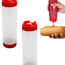2 PCs 16oz Squeeze Bottles,Inverted Plastic Squeeze Bottles Condiment Squeeze Bottles for Sauces for Sauces Ketchup Sour Cream Self Sealing Syrup Dispenser for Restaurants(Red)