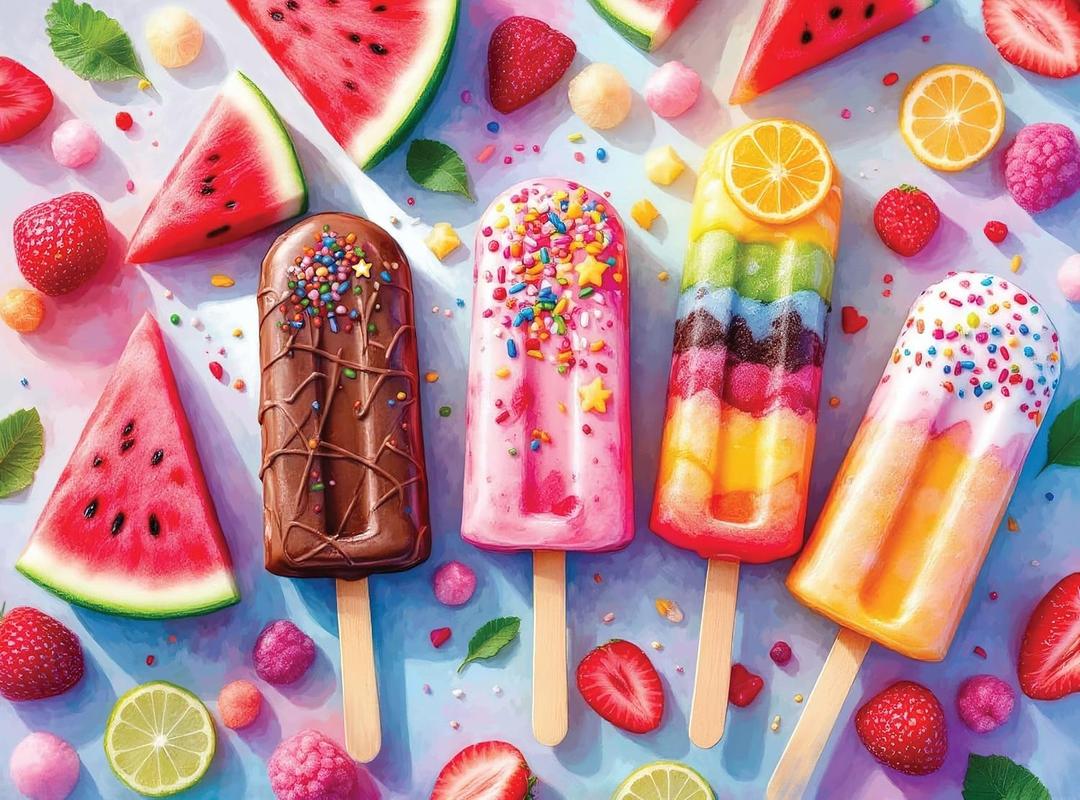 Springbok Summer Treats 500 Piece Jigsaw Puzzle for Adults - Colorful Popsicles - Unique Cut Pieces - Made in USA