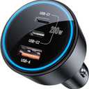USB C Car Charger Fast Charging 200W, Dual PD 100W Type C Car Charger, PD3.0/QC4.0/PPS Cigarette Lighter Adapter for iPhone 16/15/14/13/12, Galaxy S22/S21 Ultra, MacBook, Laptop etc