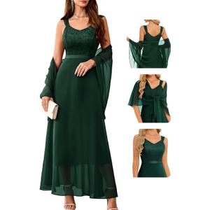 BeryLove Formal Wedding Guest Sequin Prom Dresses Cocktail Evening Lace Elegant Mother of The Bride Dress S