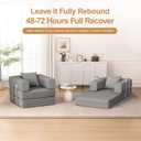 Single Couch Sofa for Small Spaces , 2-in-1 Single Boneless Sofa with Soft Corduroy Foldable Chair Lounger Sleeper Sofas for Small Apartment, Living Room, Home Officee(Light Gray, 35.43" Single Sofa)