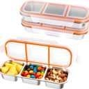 Bandesun Stainless Steel Snack Containers for Kids & Adults, 3 Pack Leek Proof Metal Bento Lunch Box with with lids, Lunchable Containers for Travel, School, Home - Stackable Bento Snack Box