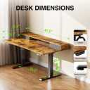 Veken 47.2"27.6" Standing Desk with Storage Drawers, Adjustable Height Computer Table with Monitor Shelf, Home Office Desk for Study, Gaming, Workstation, Brown