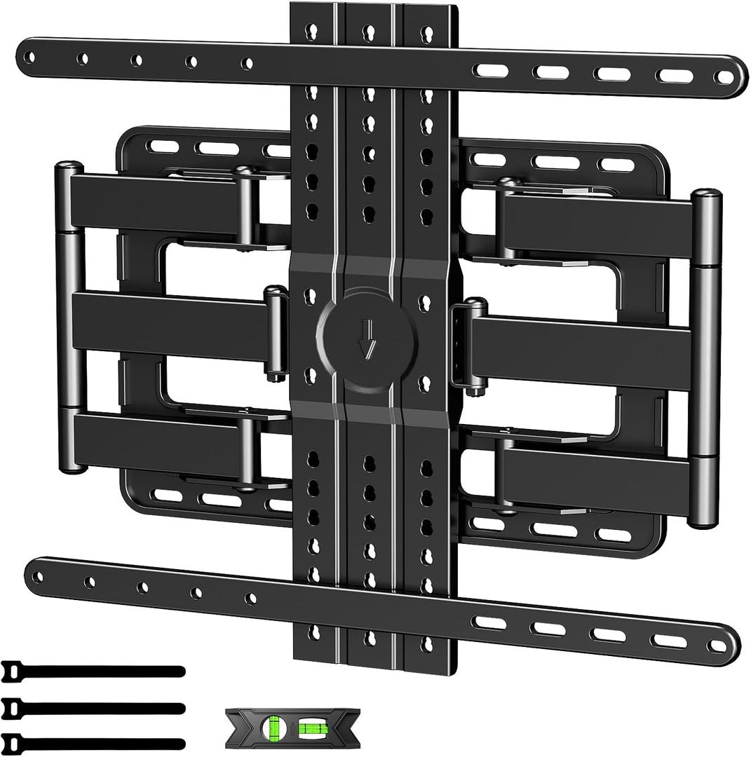 1.2" Ultra Slim TV Wall Mount for 43-90 Inch TVs,Tilt +3/-15 Level Adjustment Thin Low Profile Full Motion Bracket, Dual Swivel Articulating Arms with Tilt Fits 12"/16" Studs Max VESA 600x500mm