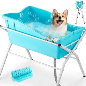 Dog Bath Tub, Portable Dog Washing Bathing Station, 3 Levels Elevated Foldable Dog Bath for Shower and Grooming, Collapsible Shower Bathtub Pet Tub for Small and Medium Size Dogs (Max. 36 in.)