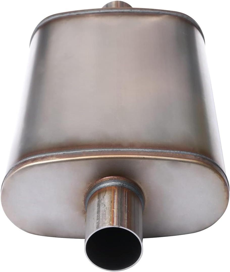 Universal 409 Stainless Muffler Straight-Through Performance Muffler Exhaust, center in | center out (3")