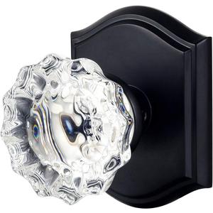 Passage Glass Door Knobs Interior, Antique Crystal Door Knobs for Hall and Closet, Matte Black
