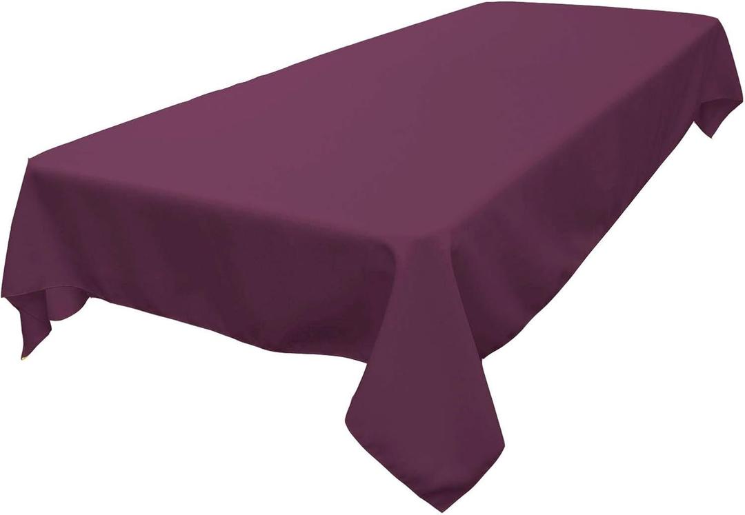 LA Linen Polyester Poplin Washable Rectangular Tablecloth, Stain and Wrinkle Resistant Table Cover Fabric Table Cloth for Dinning, Kitchen, Party, Holiday 60 by 90-Inch, Eggplant 60 in x 90 in