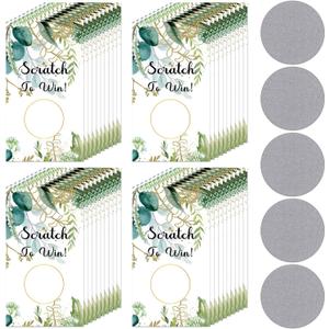 Outus 100 Pieces Gift Certificates Scratch Cards for Small Business Personalized Blank Gift Cards for Holiday, Christmas, Wedding, Birthday, Party Supply(Eucalyptus Leaf)