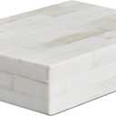Handicrafts Home Small Decorative Box with Lid  6x8x1.5 Trinket, Remote Control & Keepsake Memory Box, Decorative Accent for Coffee Table, Shelf, Mantle & Boho Home Decor- Classic Plain- White