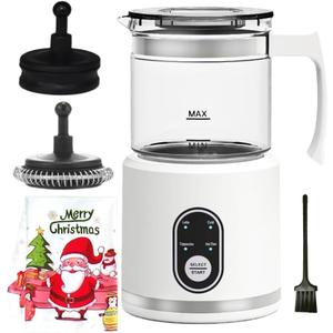 Electric Milk Frother,4 in 1 -Automatic Milk Frother,14oz Silent Operation Hot and Cold Milk Foamer Temperature Control Milk Steamer Warmer for Coffee,Latte,Cappuccino,Hot Choc,Dishwasher Safe (White)