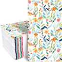 Whaline 100Pcs Spring Floral Guest Napkins Colorful Leaves Flowers Paper Napkins Greenery Disposable Dinner Hand Napkin Towel for Home Kitchen Bathroom Holiday Party Supplies