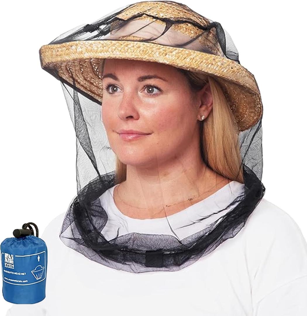 EVEN NATURALS Premium Mosquito Head Net - Ultra-Fine Bug Net for Maximum Head Protection  Lightweight, Breathable Insect Shield for Camping, Hiking and Outdoor Adventures - 25x26x39 Inches (1-Pack)