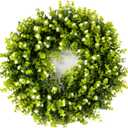 REALIFE 20" Boxwood Wreath Decorations for Home Artificial Wreath for Front Door Wreath with Gypsophila for Valentine Thanksgiving Wedding Party Decorations Wreath Outdoor and Indoor Fall Wreath