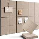 Felt Bulletin Board Tiles -28"x18" Cork Board Alternative for Office Decor, Push Pin Board Wall Organizer 6-Pack - Taupe