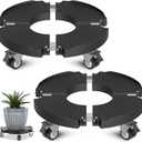 Goovilla Plant Stand with Wheels Heavy Duty, 2Pack Adjustable 15-22 Plant Caddy with Lockable Caster Wheels 440LBS, Rolling Plant Stand/Dolly/Roller for Indoor Outdoor Large Planter, Flower Pot,Black