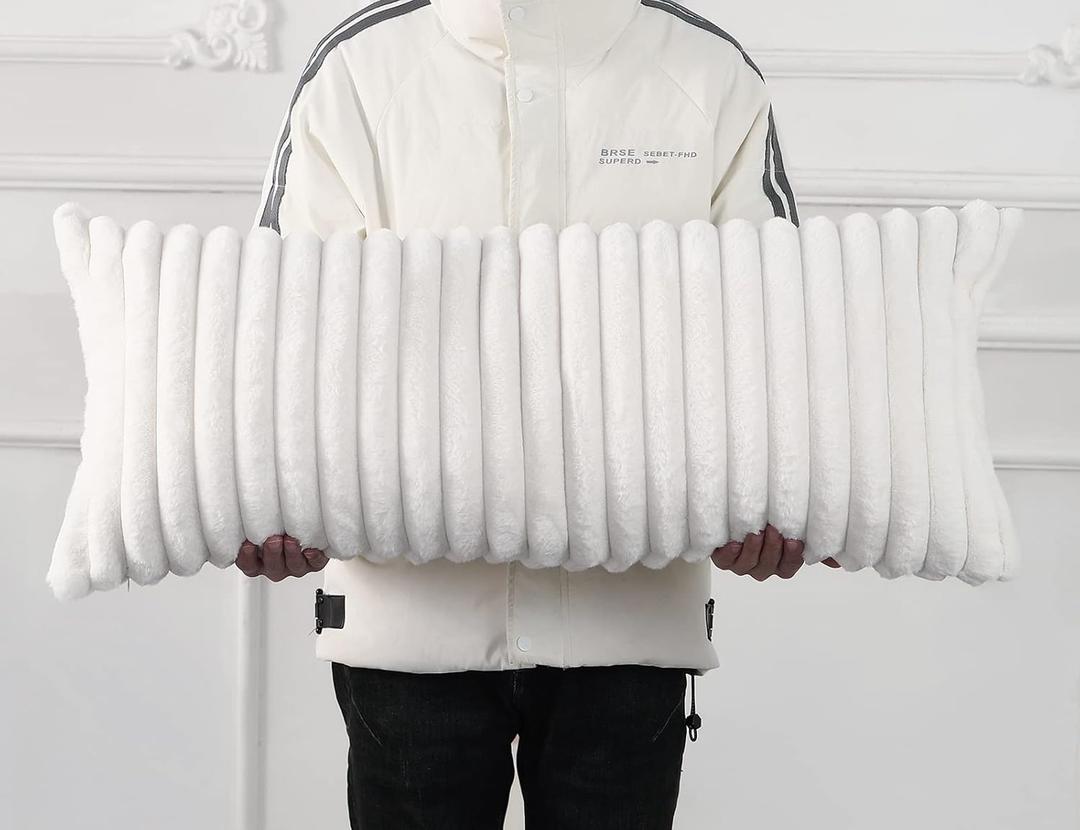 PANOD Faux Fur Decorative Lumbar Throw Pillow Covers 14 x 36,Plush Long Boho Lumbar Pillow Covers Pillow Case Cushion Case for Bed Sofa Farmhouse Livingroom,White PANOD Faux Fur Decorative Lumbar Throw Pillow Covers 14 x 36,Plush Long Boho Lumbar Pillow Covers Pillow Case Cushion Case for Bed Sofa Farmhouse Livingroom,White
