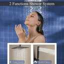 Ceiling Mounted Rain Shower Faucet Set, 16-Inch Ceiling Rainfall Shower Head with Handheld Spray Contain Rough-in Valve and Trim Included, Matte Black
