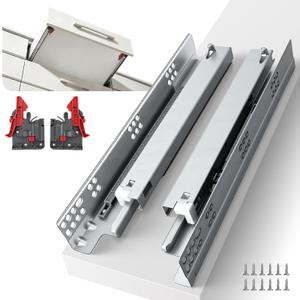 LONTAN 1D Adjustable Undermount Drawer Slides, Soft Close Full Extension Hidden Drawer Glides for Frameless Cabinets, 100lb Capacity (18 Inch, 6 Pair)