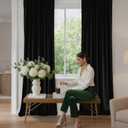 NICETOWN Insulated Black Out Velvet Curtains 108 inches for Patio, Solid Modern Heavy-Duty Large Window Treatments Drapes for Home Theater/Home Office/Shared Space (2 Panels, 108 inches Long)