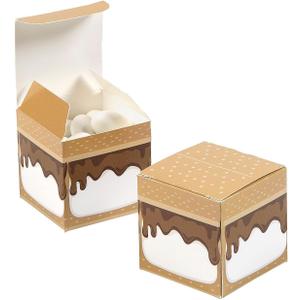 Fun Express Campfire Smores Party Folding Favor Boxes  12-Pack 2" x 2" x 2" Perfect for Smores & Treats Ideal for Outdoor Gatherings Birthday Parties and Camping Brown Color 12 Pieces