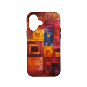 iPhone 16 Max Quilt Theme and Patchwork, Multicolored Knitting Case