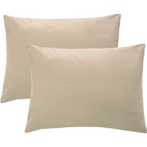 iMaylex 1800 Series Super Soft Brushed Microfiber Fabric Zipper Pillowcase, Luxury Cozy and Lightweight, Set of 2, Khaki, King, 19x44 Inches