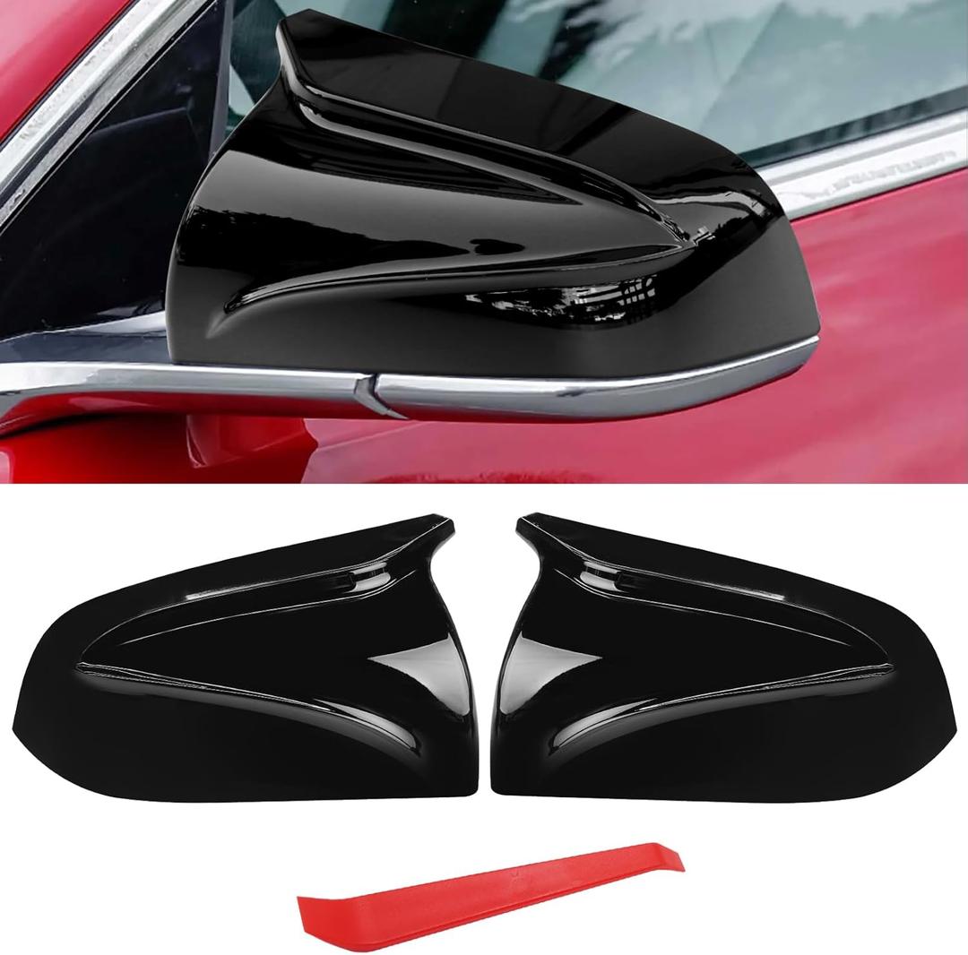 Jaronx Compatible with Tesla Model 3 Side Mirror Cover 2017-2024, Clip-on Horns M Style Glossy Black Rear View Mirrors Cover for Left Driver&Right Passenger Side for Tesla Model 3 Accessories