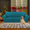 KEKUOU Stretch Sofa Cover Slipcover Couch Covers for 3 Cushion Couch Sofa pet Friendly (78"-94") Furniture Protector Sofa with Elastic Bottom for Kids,Dog, Jacquard Small Checked(Large,Peacock Blue)