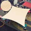 Amgo 14' x 14' Beige Square Waterproof Sun Shade Sail UPF50+ Canopy Awning Shelter, 95% UV Blockage Water Resistant, Outdoor Backyard Patio Garden Carport (We Make Custom Size)