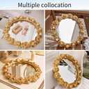 Gold Rose Mirrored Vanity Tray - Ornate Makeup Vintage Round Perfume Dresser Jewelry Trinket Organizer for Bathroom Storage Home Decor