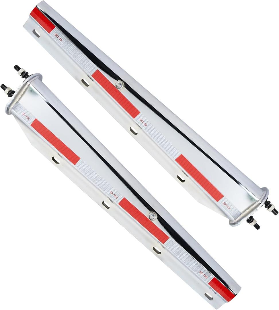 Chrome Straight Mud Flap Hanger with Reflective Tape,Spring Loaded Mudflap Holder,30” Length,1 1/8” Bolt Spacing,for Semi Truck (1 1/8")