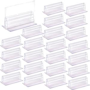 SOUJOY 50 Pack Self Adhesive Sneeze Guard Holder, 3'' x 1.6'' Acrylic Panels Holder Clip, Glass Sign Holder Stand, Desk Dividers Privacy for 0.1 to 5mm Thick