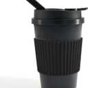 Portable Coffee Cup with Ceramic Bowl & High-Temperature Silicone | Unique Concealable Style for Gatherings(Midnight Dark)